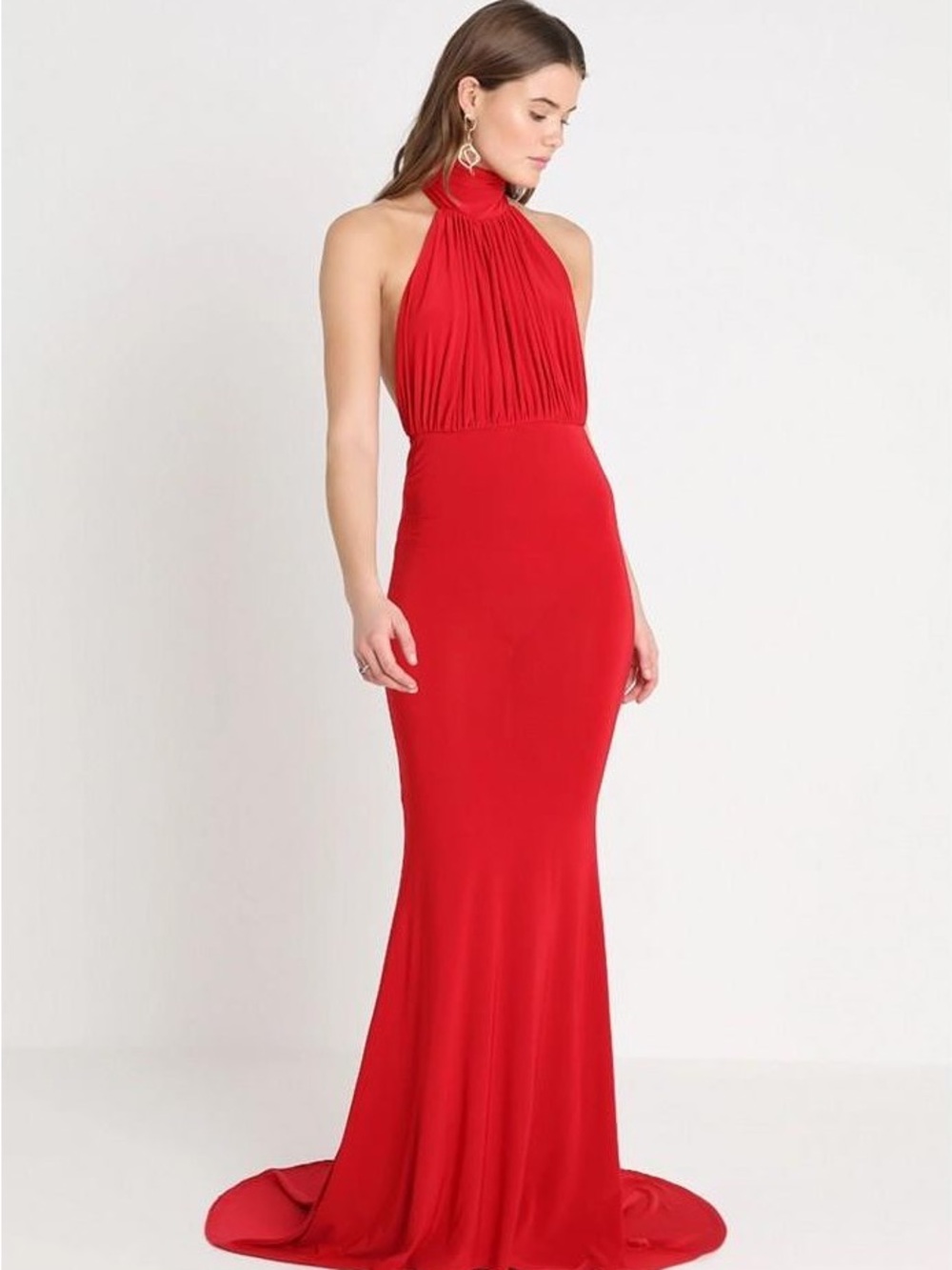 Club L London Red Halter Maxi Gown